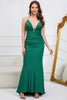 Load image into Gallery viewer, Mermaid Spaghetti stropper Dark Green Plus Size Prom kjole med Criss Cross Back