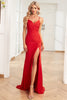 Load image into Gallery viewer, Mermaid Spaghetti stropper Red Long Prom kjole med delt front