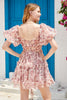 Load image into Gallery viewer, En linje av skulderen elfenben rød blomst trykt søt hjemkomst kjole