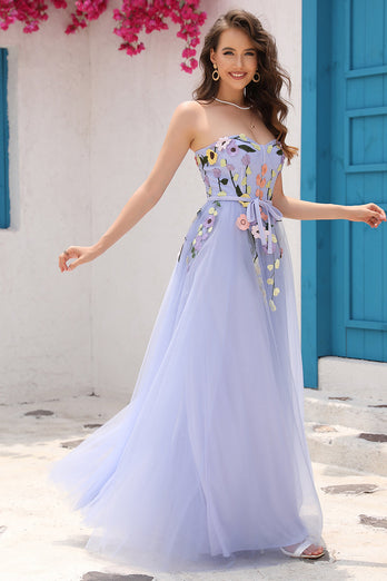 Lavendel A Line Sweetheart Prom kjole med Appliques