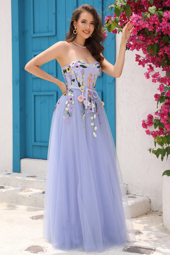 Lavendel A Line Sweetheart Prom kjole med Appliques