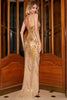 Load image into Gallery viewer, Stunning Mermaid Spaghetti stropper Golden Long Prom kjole med delt front