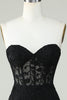 Load image into Gallery viewer, Bodycon Sweetheart Black Corset Kort Homecoming kjole med applikasjoner