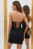 Hot Selling Bodycon Sweetheart Lilla korsett Homecoming kjole med Appliques