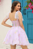 Load image into Gallery viewer, Lavendel Korsett Broderi Kort Homecoming Dress