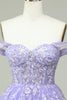 Load image into Gallery viewer, En linje av skulderen Lilac Corset Homecoming kjole med Appliques