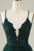 Load image into Gallery viewer, A Line Spaghetti Straps Dark Green Short Homecoming Dress med Appliques