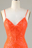Load image into Gallery viewer, Sparkly Sequins Tight Orange Homecoming Dress