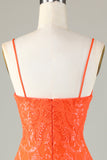 Sparkly Sequins Tight Orange Homecoming Dress