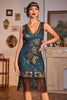 Load image into Gallery viewer, Mørkegrønne glitterfrynser Flapper Flott Gatsby-kjole med Sleveless
