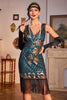 Load image into Gallery viewer, Mørkegrønne glitterfrynser Flapper Flott Gatsby-kjole med Sleveless