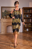 Golden Fringes Flapper Flott Gatsby-kjole med paljetter