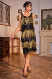 Golden Fringes Flapper Flott Gatsby-kjole med paljetter