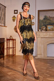 Golden Fringes Flapper Flott Gatsby-kjole med paljetter