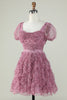 Load image into Gallery viewer, Nydelig A Line Floral Dusty Rose Homecoming kjole med Ruffles