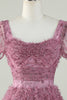 Load image into Gallery viewer, Nydelig A Line Floral Dusty Rose Homecoming kjole med Ruffles
