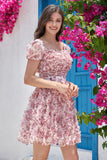 Nydelig A Line Floral Dusty Rose Homecoming kjole med Ruffles