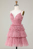 Load image into Gallery viewer, Cute A Line Spaghetti stropper Blush Homecoming kjole med Ruffles