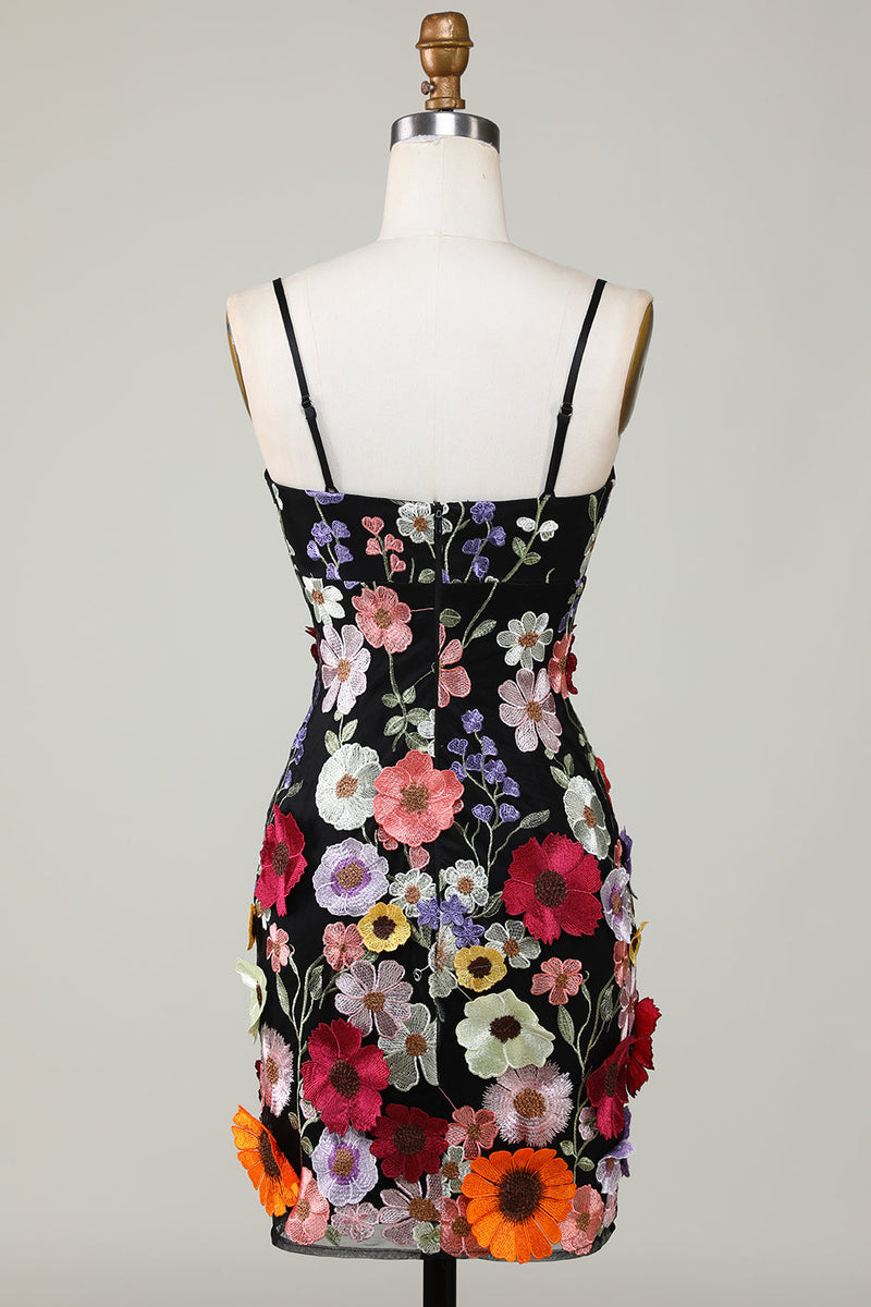 Load image into Gallery viewer, Skjede Spaghetti stropper Blush Homecoming kjole med 3D blomster