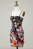 Load image into Gallery viewer, Bodycon Spaghetti stropper Black Homecoming kjole med 3D blomster