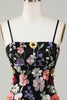 Load image into Gallery viewer, Bodycon Spaghetti stropper Black Homecoming kjole med 3D blomster