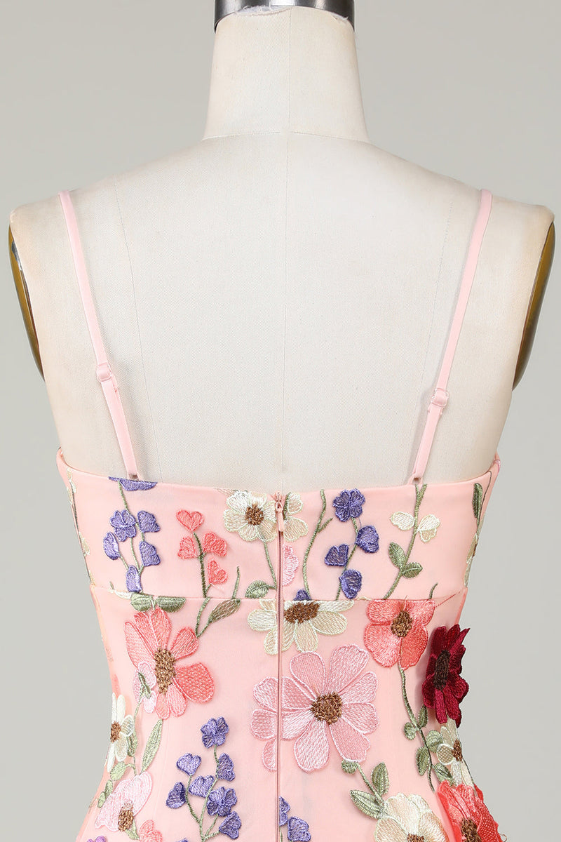 Load image into Gallery viewer, Bodycon Spaghetti stropper Black Homecoming kjole med 3D blomster