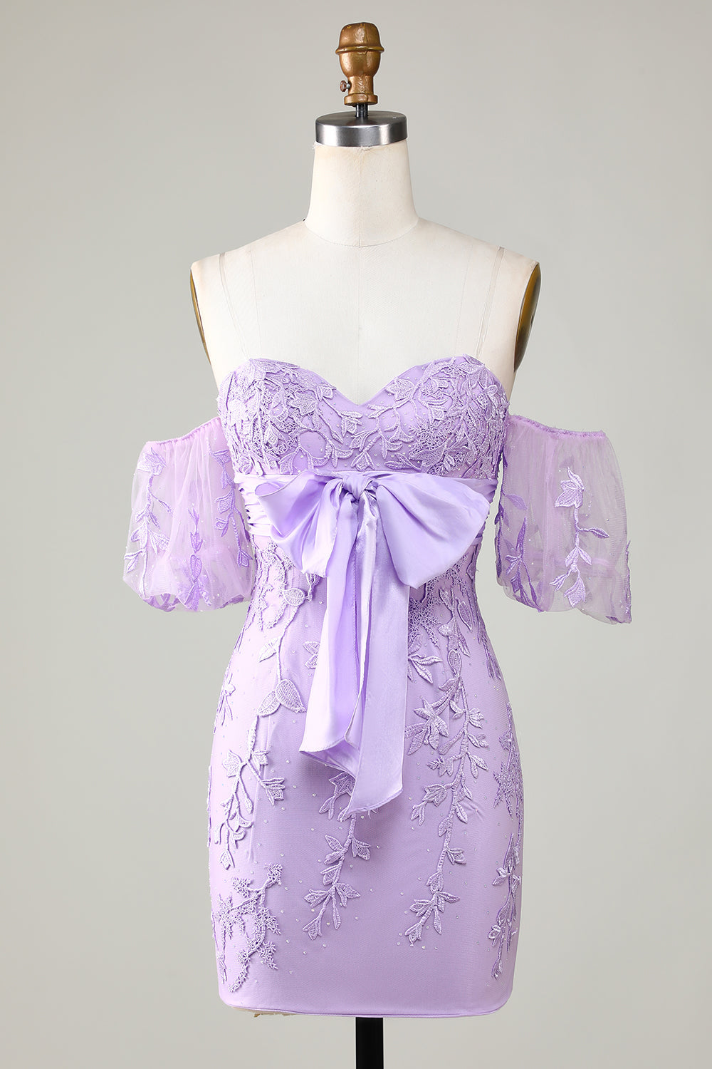 Bodycon Sweetheart Purple Short Homecoming kjole med sløyfe