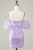 Load image into Gallery viewer, Bodycon Sweetheart Purple Short Homecoming kjole med sløyfe