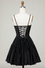 Load image into Gallery viewer, Trendy A-Line Spaghetti stropper Svart Kort Homecoming Dress