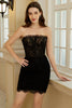 Load image into Gallery viewer, Trendy Sheath stroppeløs svart korsett Homecoming kjole med perler