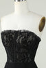 Load image into Gallery viewer, Stroppeløs svart hjemkomstkjole med perler