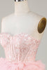 Load image into Gallery viewer, Trendy A-Line Sweetheart Pink Short Homecoming kjole med volanger