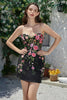 Load image into Gallery viewer, Nydelig Sheath Sweetheart Black Corset Homecoming Dress med Appliques