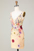 Load image into Gallery viewer, Bodycon Deep V-Neck Champagne Short Homecoming Dress med Appliques