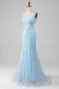 Load image into Gallery viewer, Sparkly Light Blue Beaded Mermaid Long Prom Dress