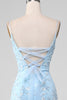 Load image into Gallery viewer, Sparkly Light Blue Beaded Mermaid Long Prom Dress