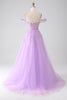 Load image into Gallery viewer, Lilac A-linje av skulderen Beaded korsett Prom kjole