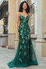 Load image into Gallery viewer, Stunning Mermaid Spaghetti stropper Dark Green Long Prom Kjole med Appliques