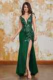 Sparkly Dark Green Mermaid Prom Dress med Slit