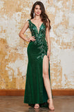 Sparkly Dark Green Mermaid Prom Dress med Slit