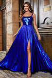 Sparkly A Line Royal Blue Long Prom kjole med Criss Cross Back