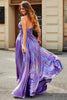 Load image into Gallery viewer, Stunning A Line Halter Neck Purple Long Prom Dress med Keyhole Split Front