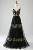 Load image into Gallery viewer, Svarte A-Line Spaghetti stropper brodert Long Corset Prom Dress