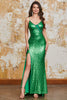 Load image into Gallery viewer, Sparkly Mermaid Green Sequins Long Prom Dress med Split Front