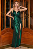 Load image into Gallery viewer, Mørkegrønn havfrue spaghetti stropper lang ballkjole med åpen rygg