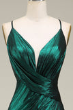 Hot Mermaid Spaghetti stropper Dark Green Long Prom kjole med åpen rygg