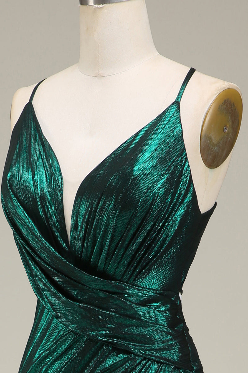 Load image into Gallery viewer, Hot Mermaid Spaghetti stropper Dark Green Long Prom kjole med åpen rygg