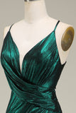 Hot Mermaid Spaghetti stropper Dark Green Long Prom kjole med åpen rygg