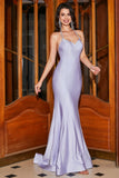 Lilac Mermaid Halter Neck Ryggløs Long Prom Dress