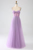 Load image into Gallery viewer, A-Line Lilac Spaghetti stropper Long Corset Prom Dress